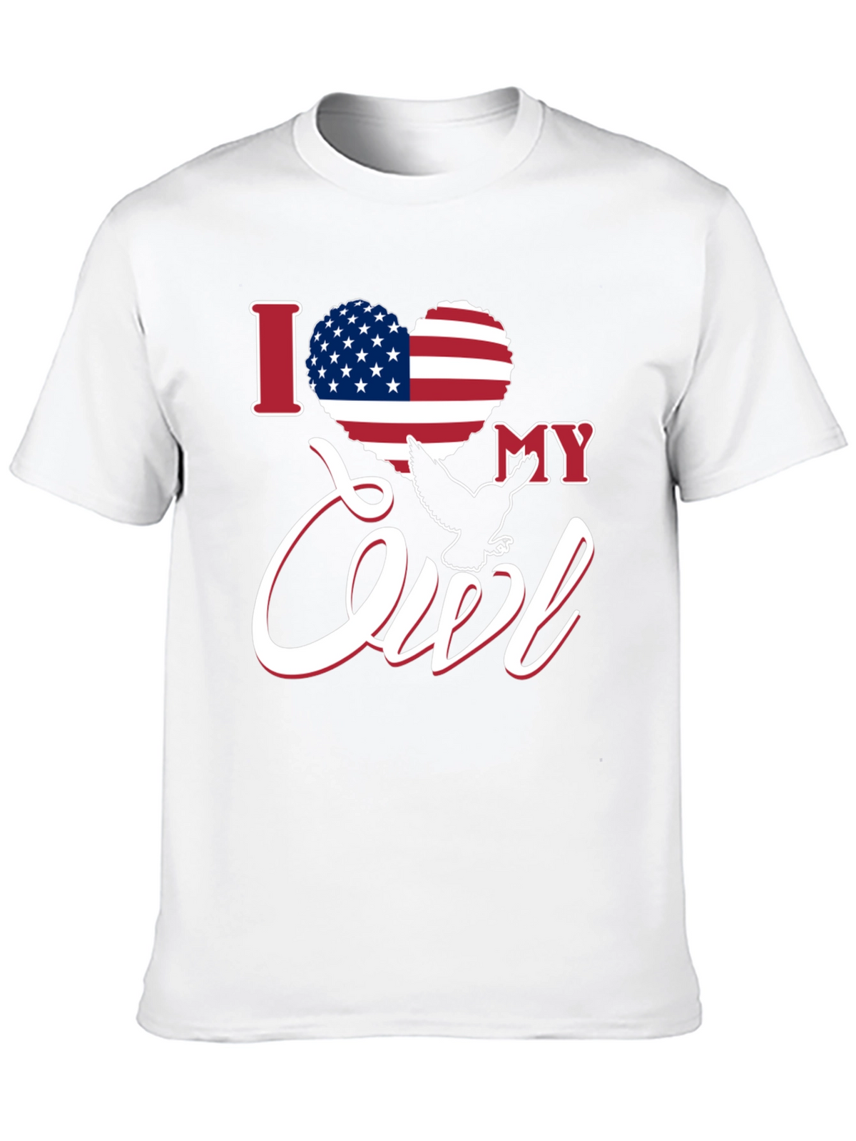 I Love My Owl USA Flag Heart Patriotic T-Shirt