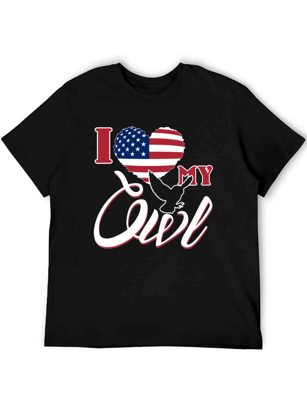 I Love My Owl USA Flag Heart Patriotic T-Shirt