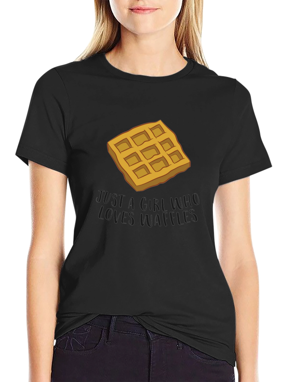 Waffle Lover T-Shirt - Black Cotton Blend Tee