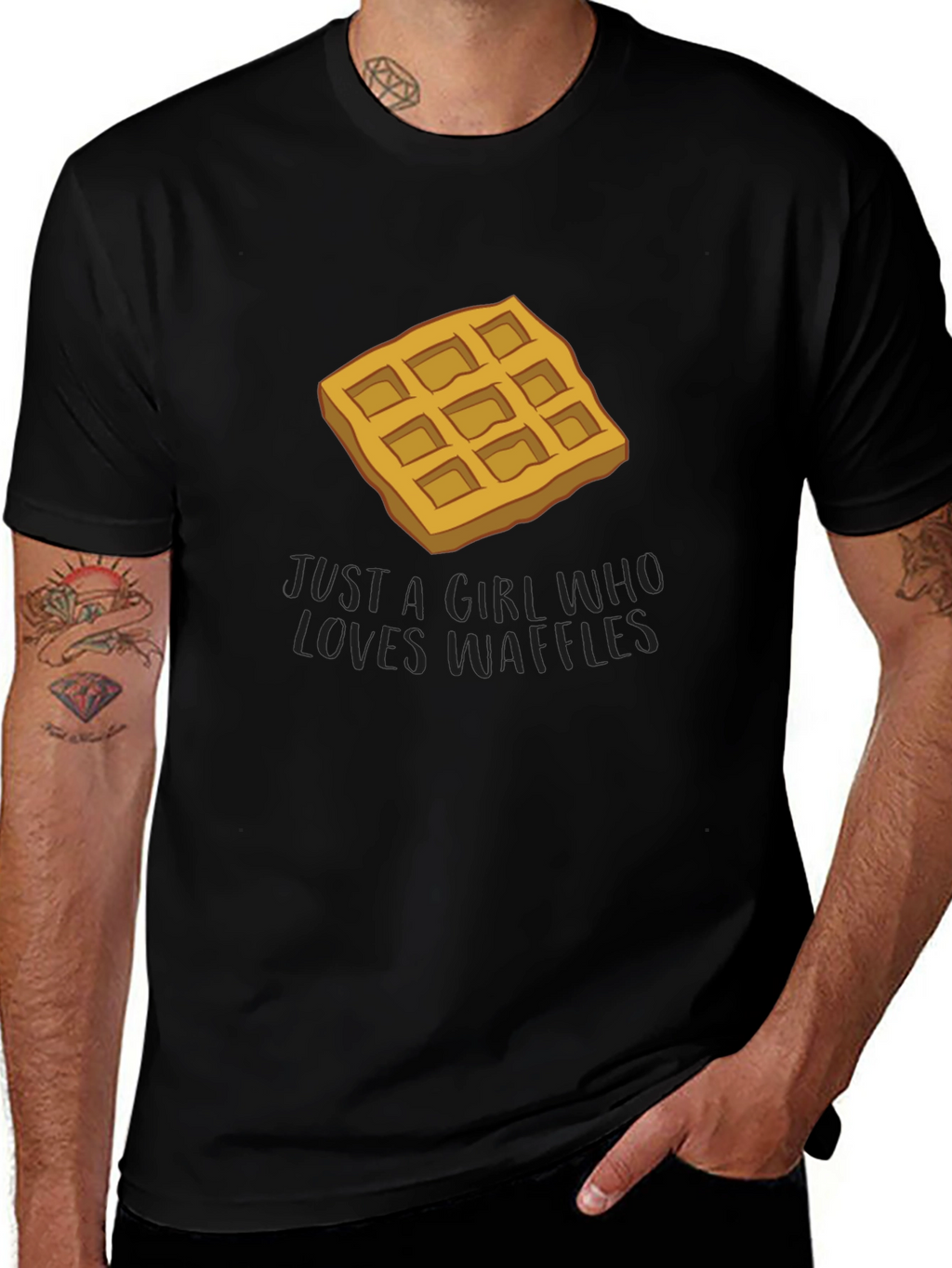 Waffle Lover T-Shirt - Black Cotton Blend Tee