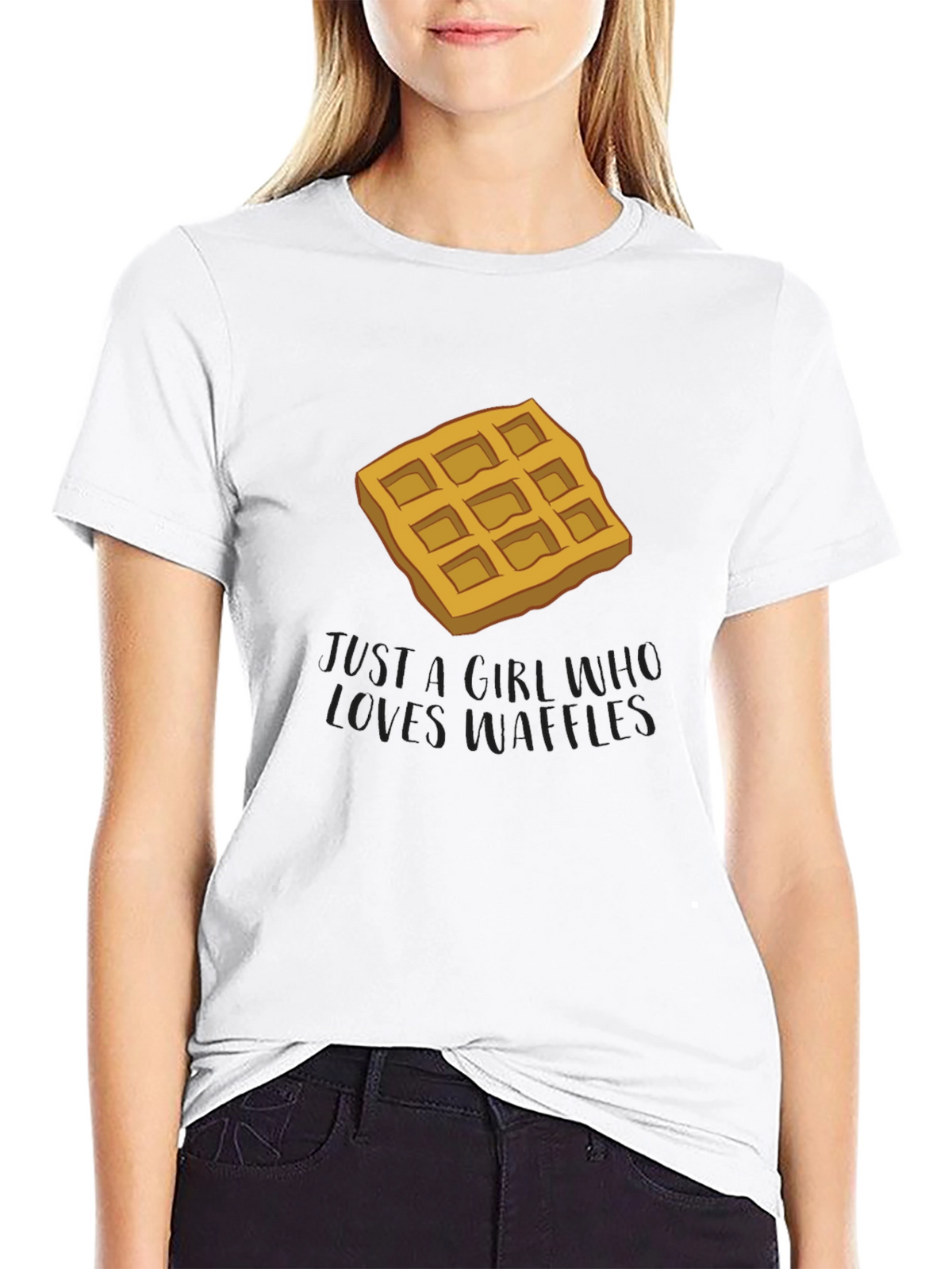 Waffle Lover T-Shirt - Black Cotton Blend Tee