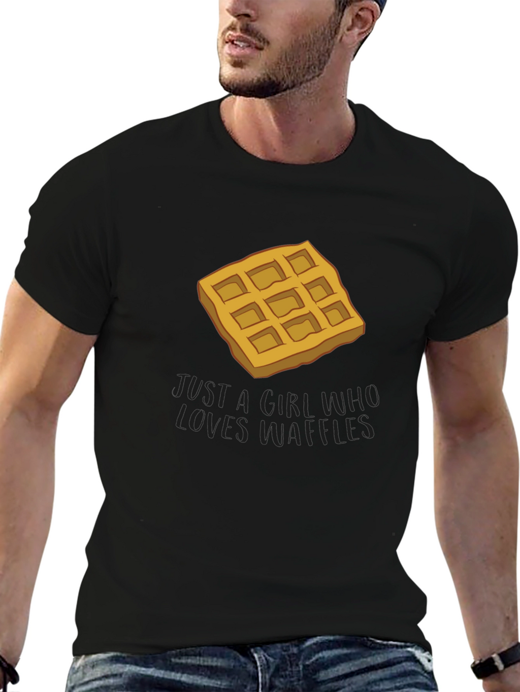 Waffle Lover T-Shirt - Black Cotton Blend Tee