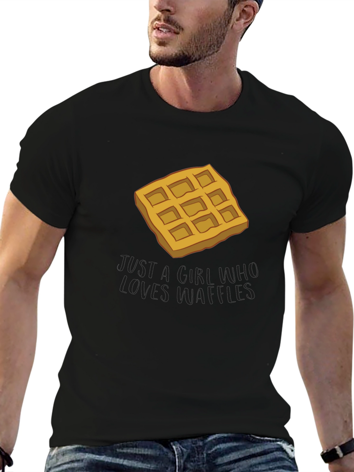 Waffle Lover T-Shirt - Black Cotton Blend Tee