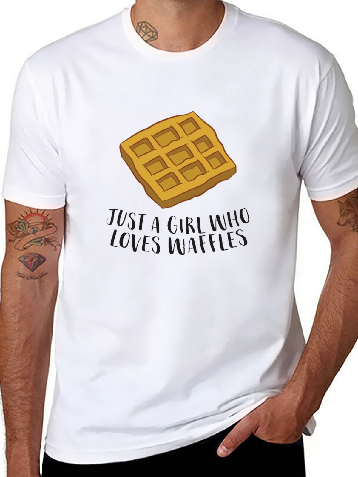 Waffle Lover T-Shirt - Black Cotton Blend Tee