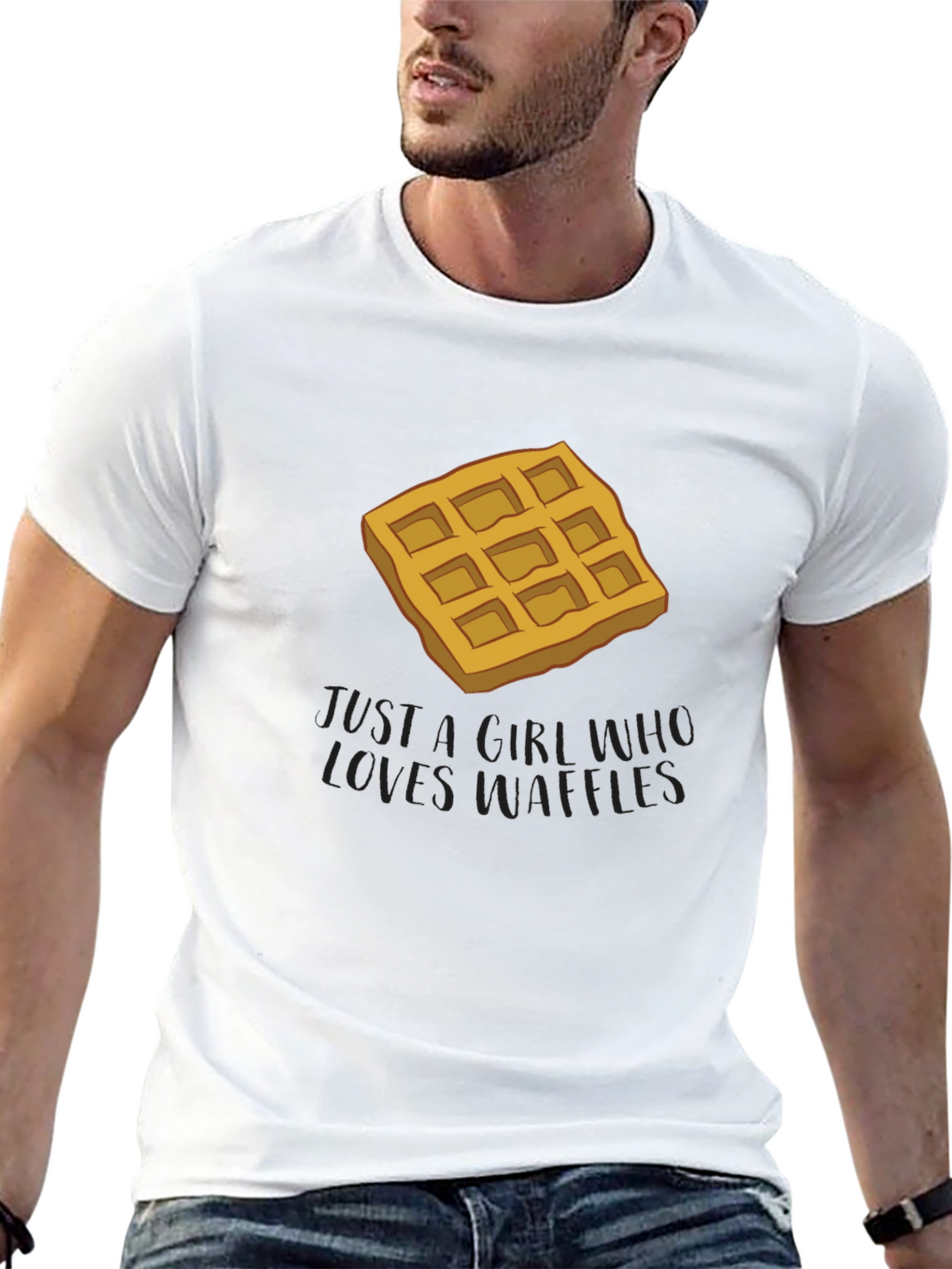 Waffle Lover T-Shirt - Black Cotton Blend Tee