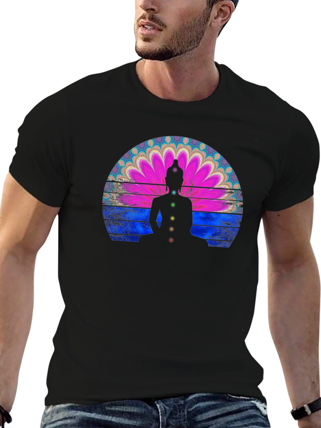 Chakra Buddha Graphic T-Shirt - Meditative Style