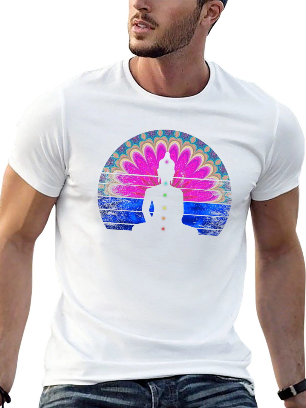 Chakra Buddha Graphic T-Shirt - Meditative Style