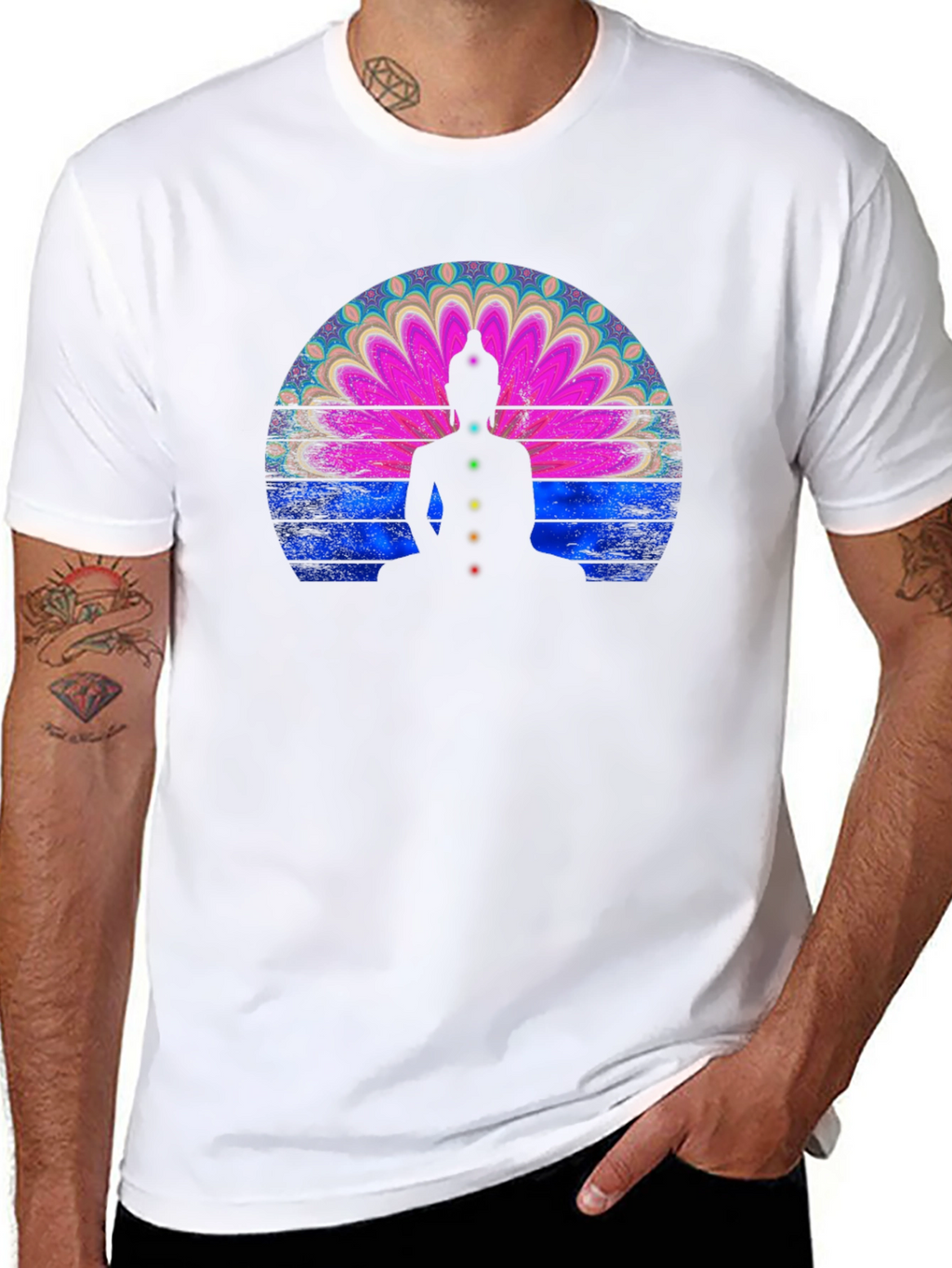 Chakra Buddha Graphic T-Shirt - Meditative Style