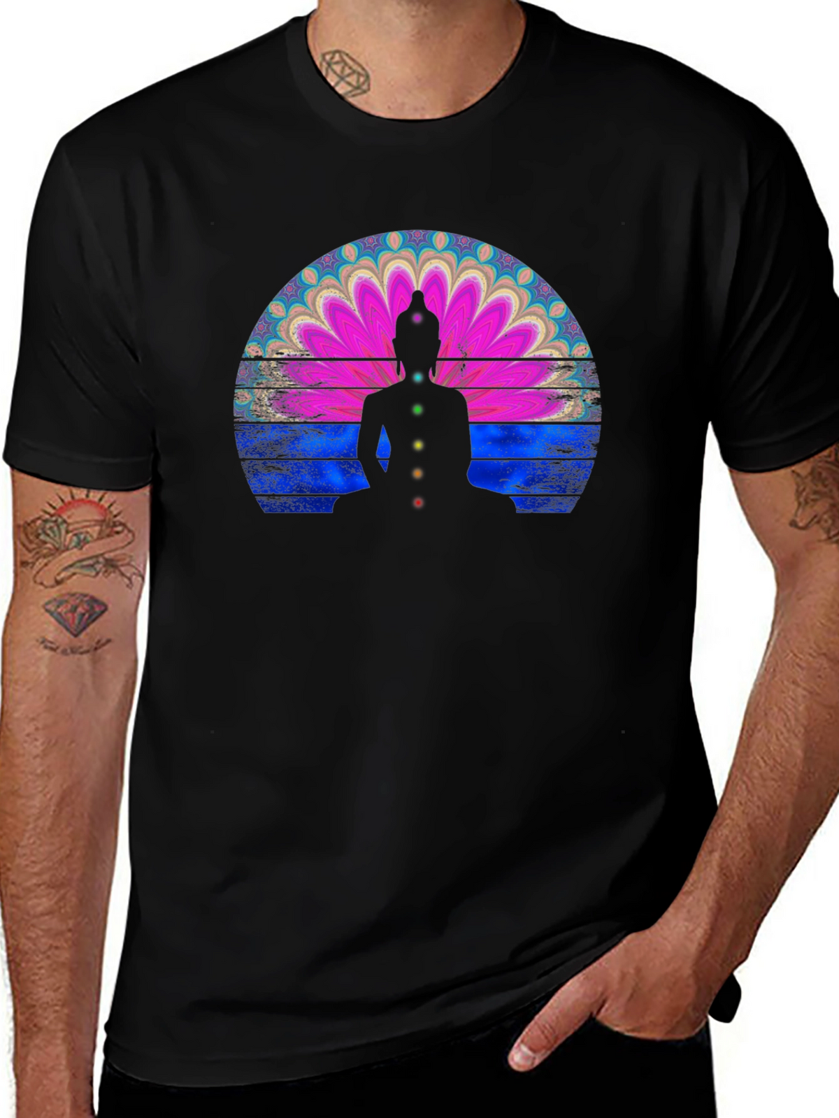 Chakra Buddha Graphic T-Shirt - Meditative Style