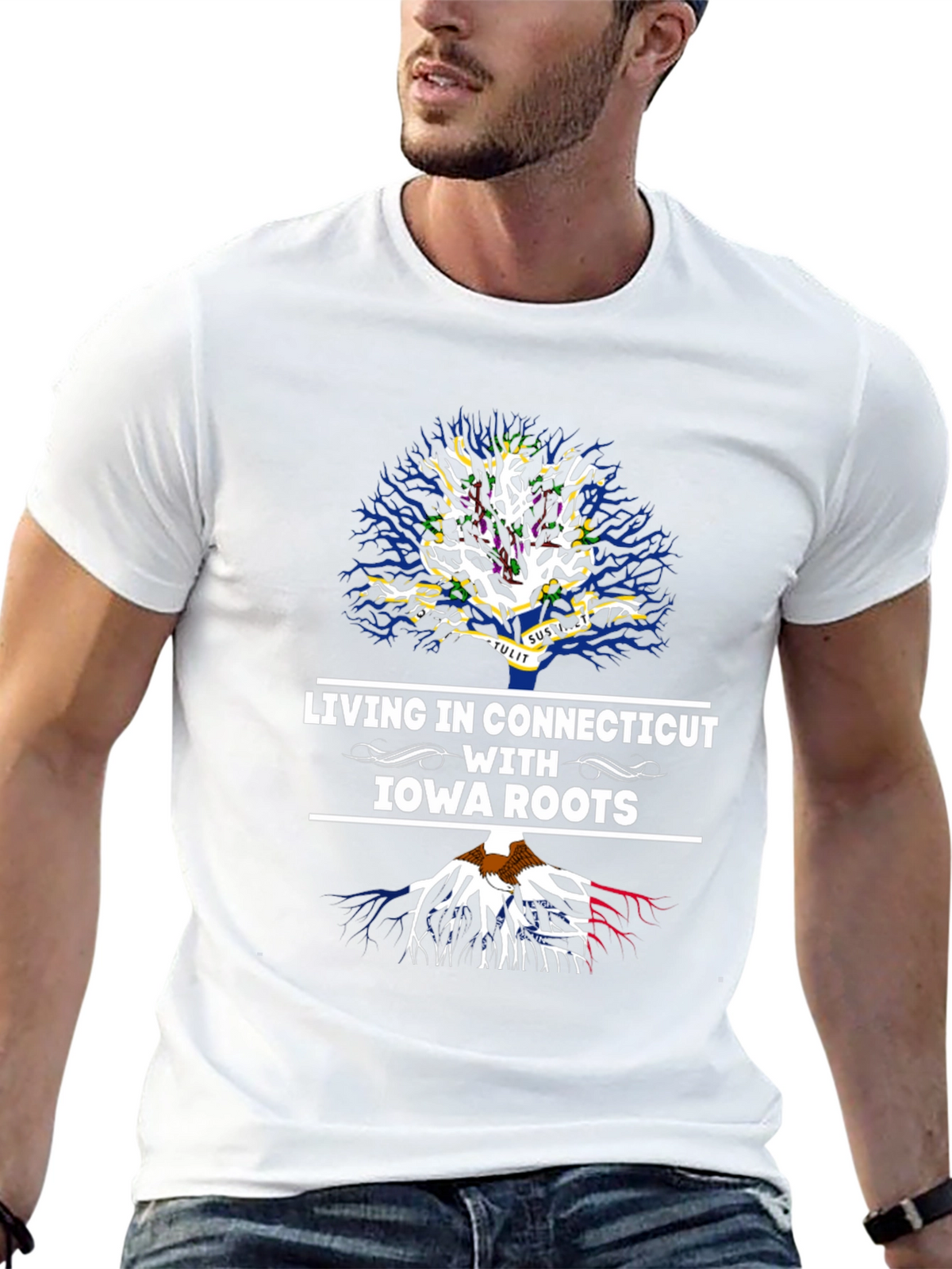 Living in Connecticut with Iowa Roots T-Shirt