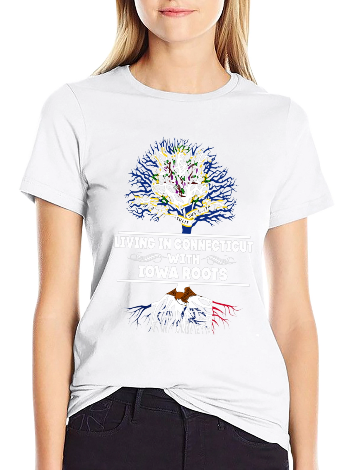 Living in Connecticut with Iowa Roots T-Shirt