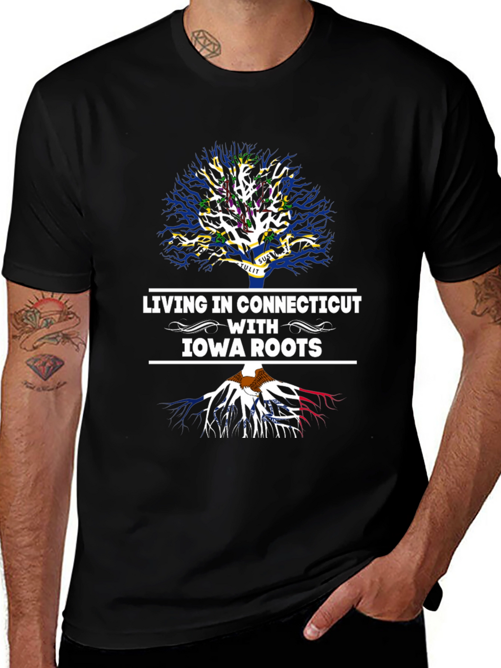 Living in Connecticut with Iowa Roots T-Shirt