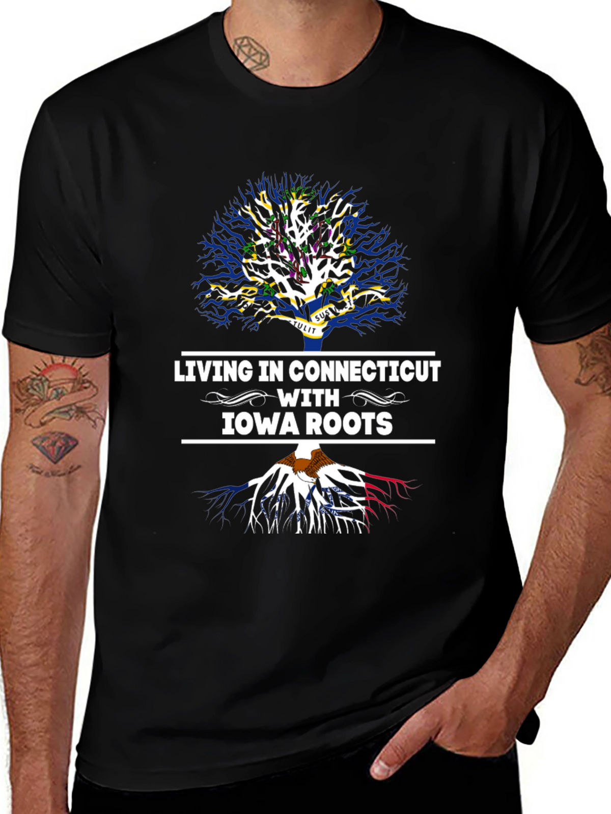Living in Connecticut with Iowa Roots T-Shirt
