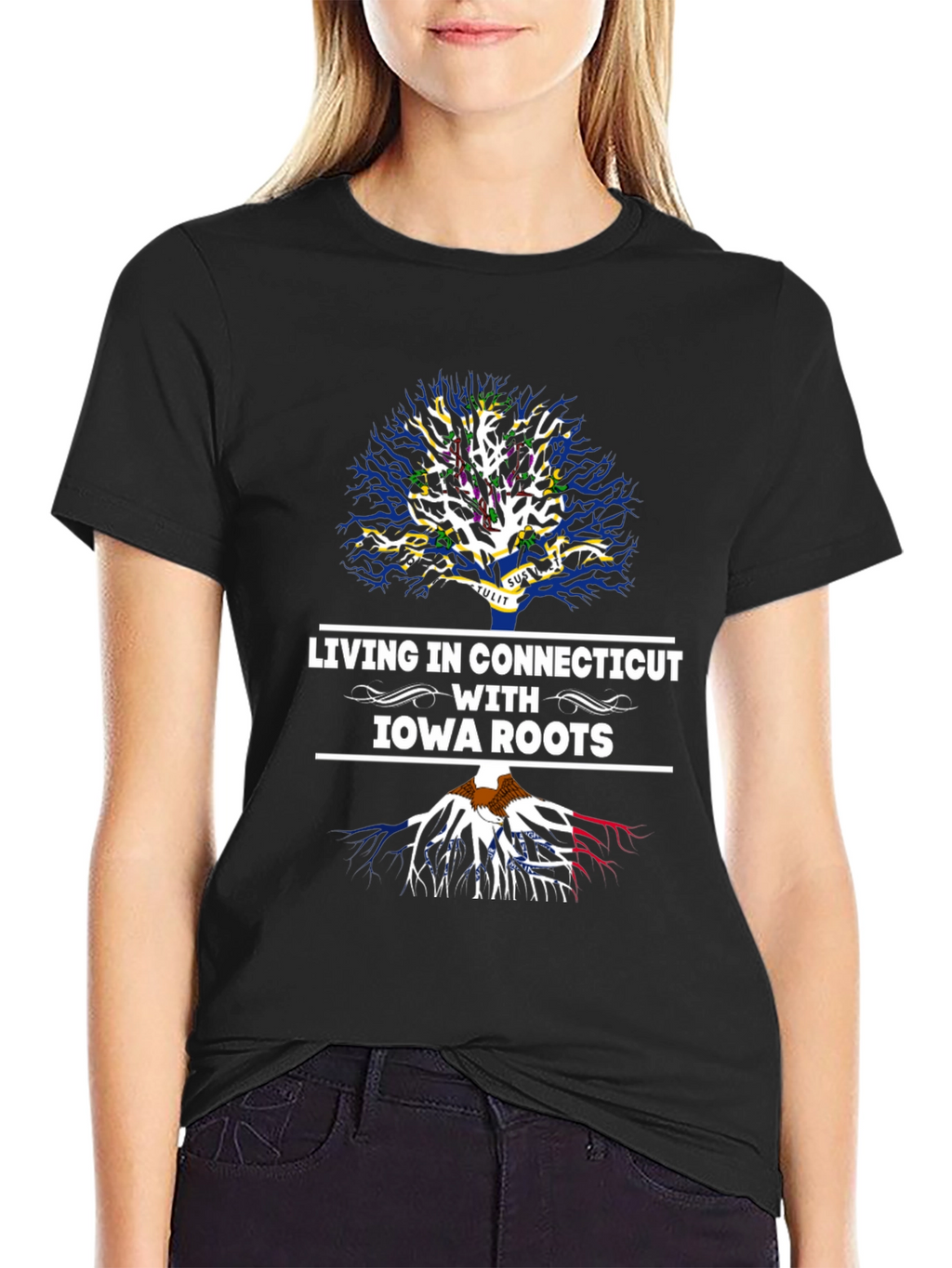 Living in Connecticut with Iowa Roots T-Shirt