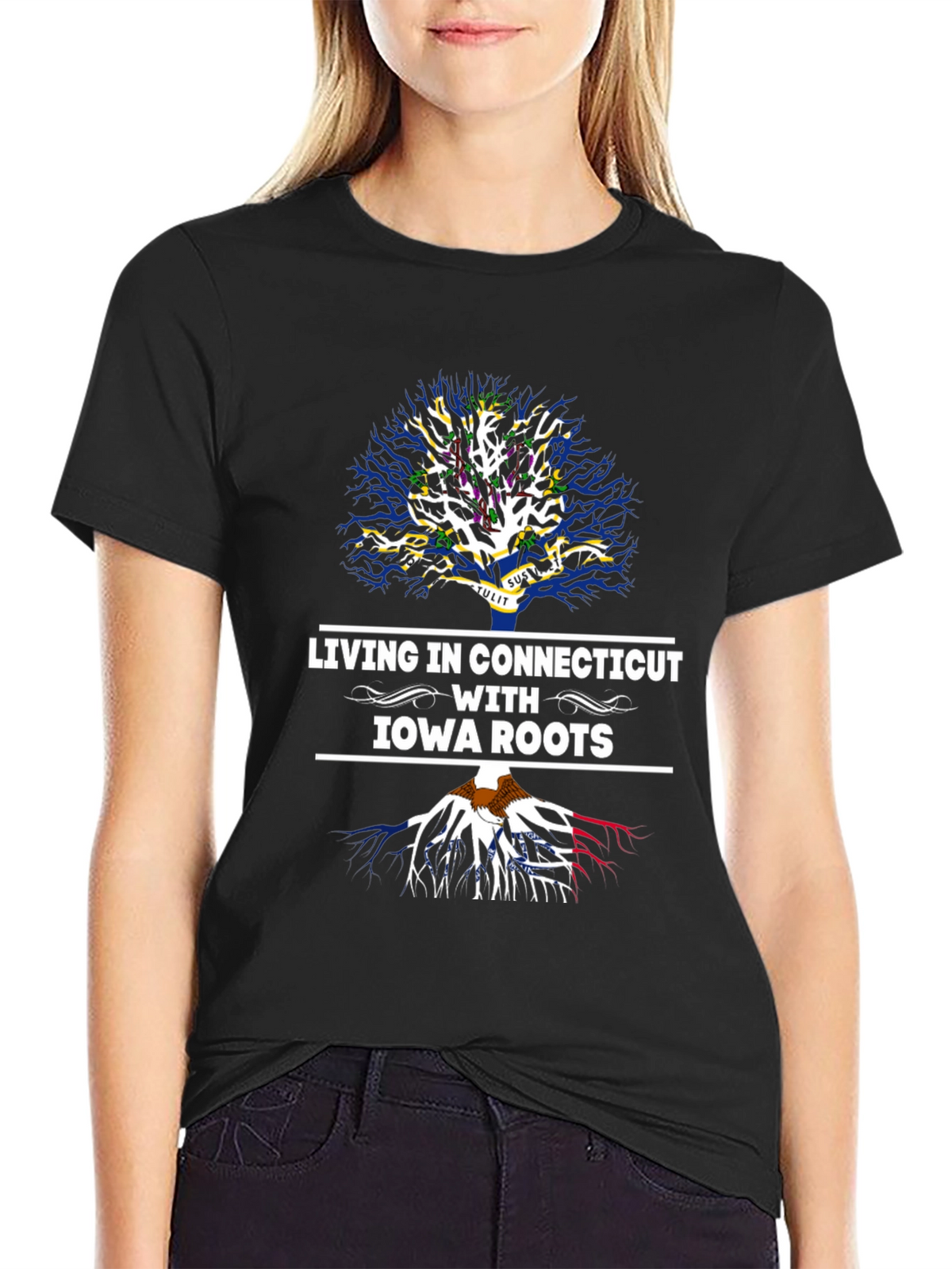 Living in Connecticut with Iowa Roots T-Shirt