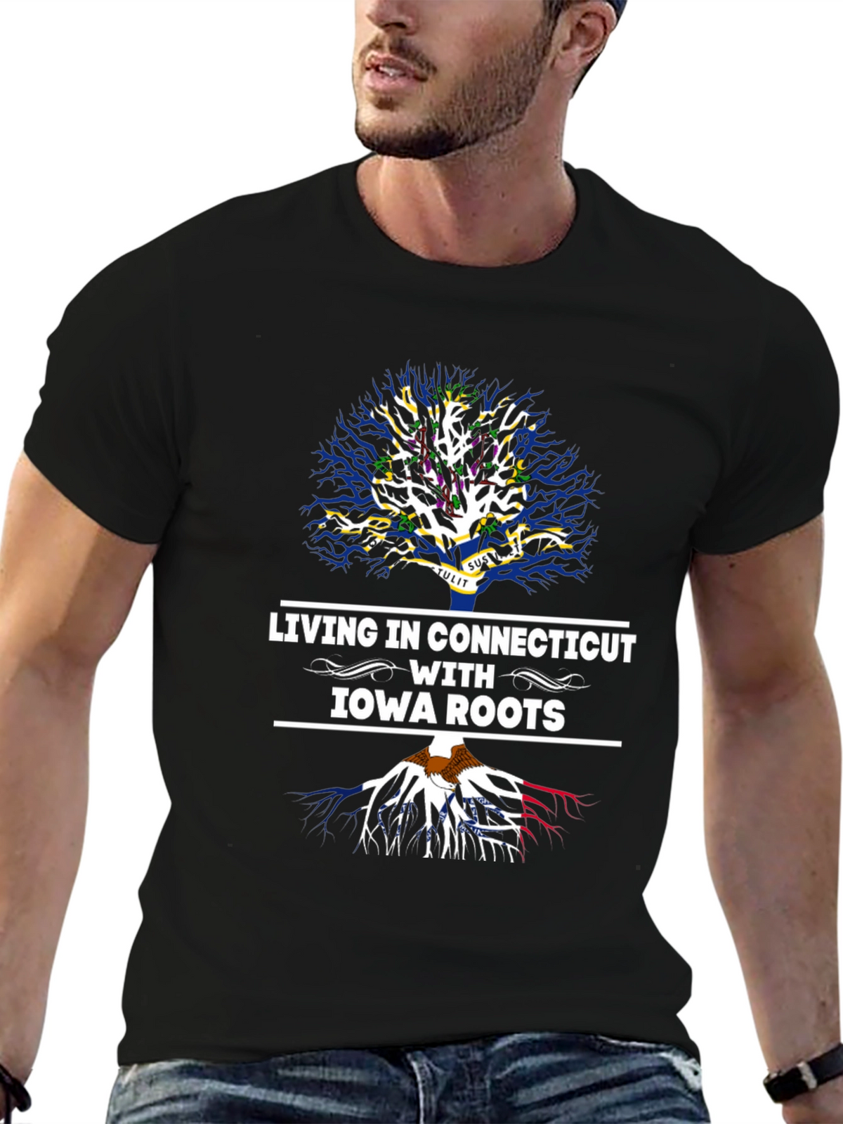 Living in Connecticut with Iowa Roots T-Shirt
