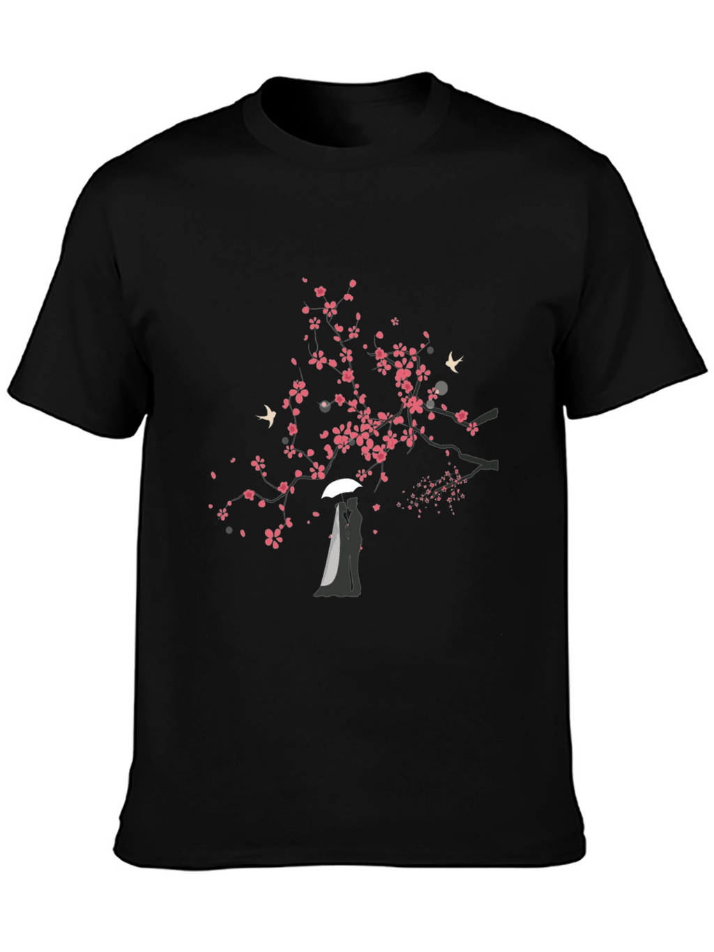 Romantic Tree Graphic Black T-Shirt