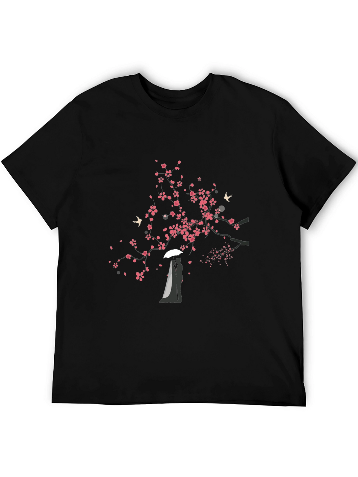 Romantic Tree Graphic Black T-Shirt