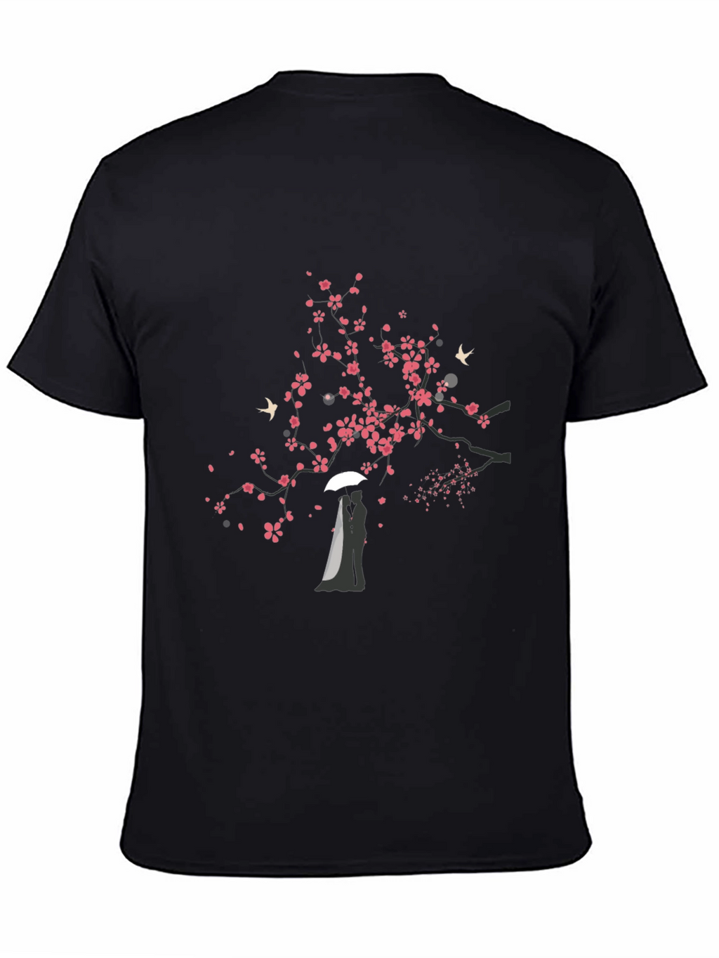 Romantic Tree Graphic Black T-Shirt