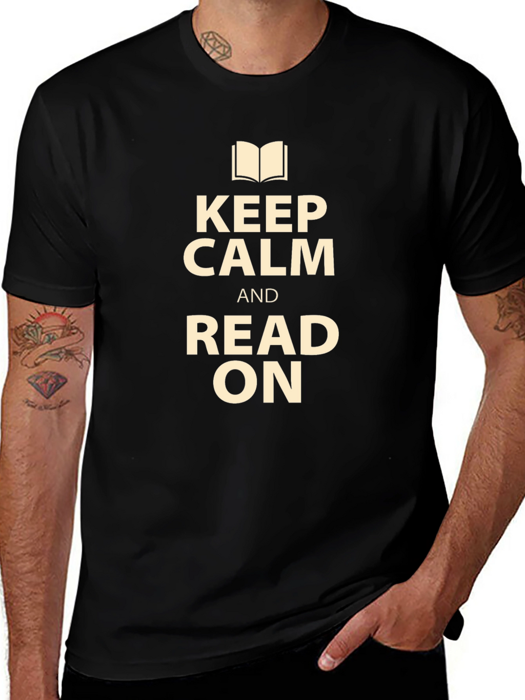 Keep Calm and Read On Black T-Shirt