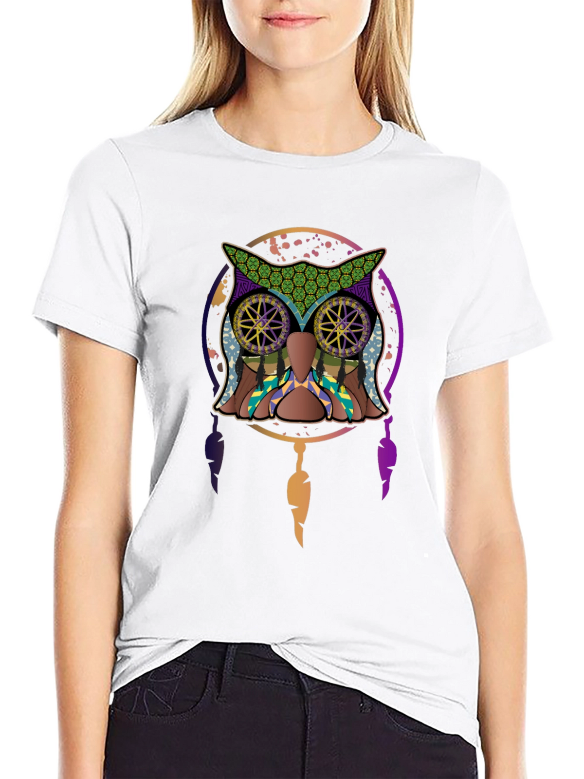Owl Dreamcatcher Graphic Tee - Mens Black T-Shirt