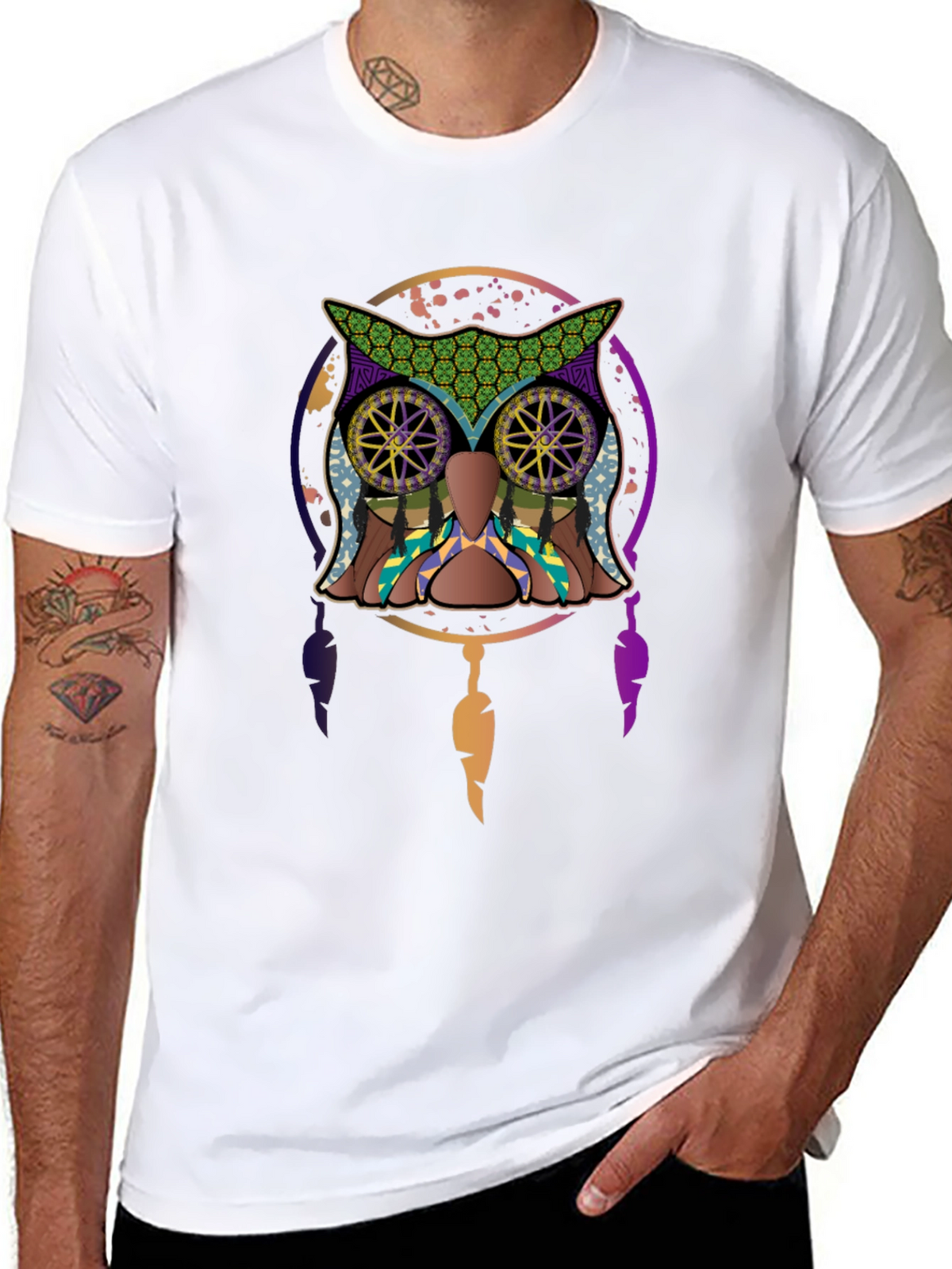 Owl Dreamcatcher Graphic Tee - Mens Black T-Shirt