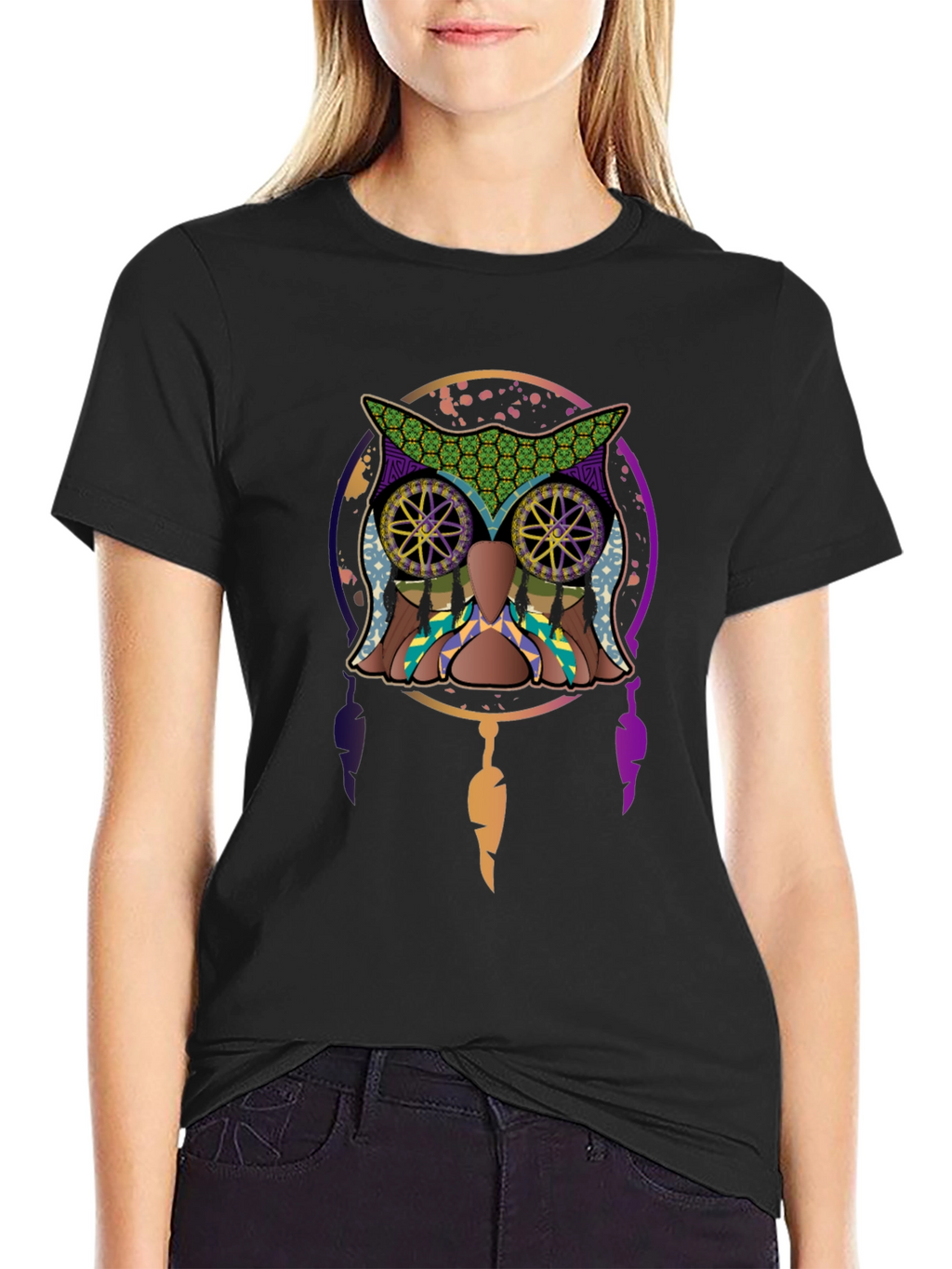 Owl Dreamcatcher Graphic Tee - Mens Black T-Shirt