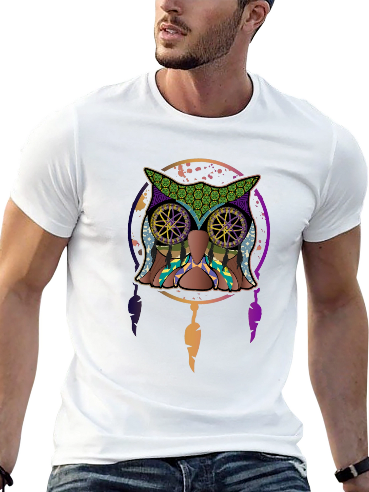 Owl Dreamcatcher Graphic Tee - Mens Black T-Shirt
