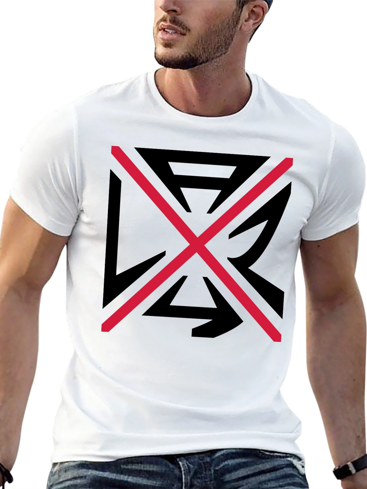 Graphic Tee: Black Shirt with Red X Design