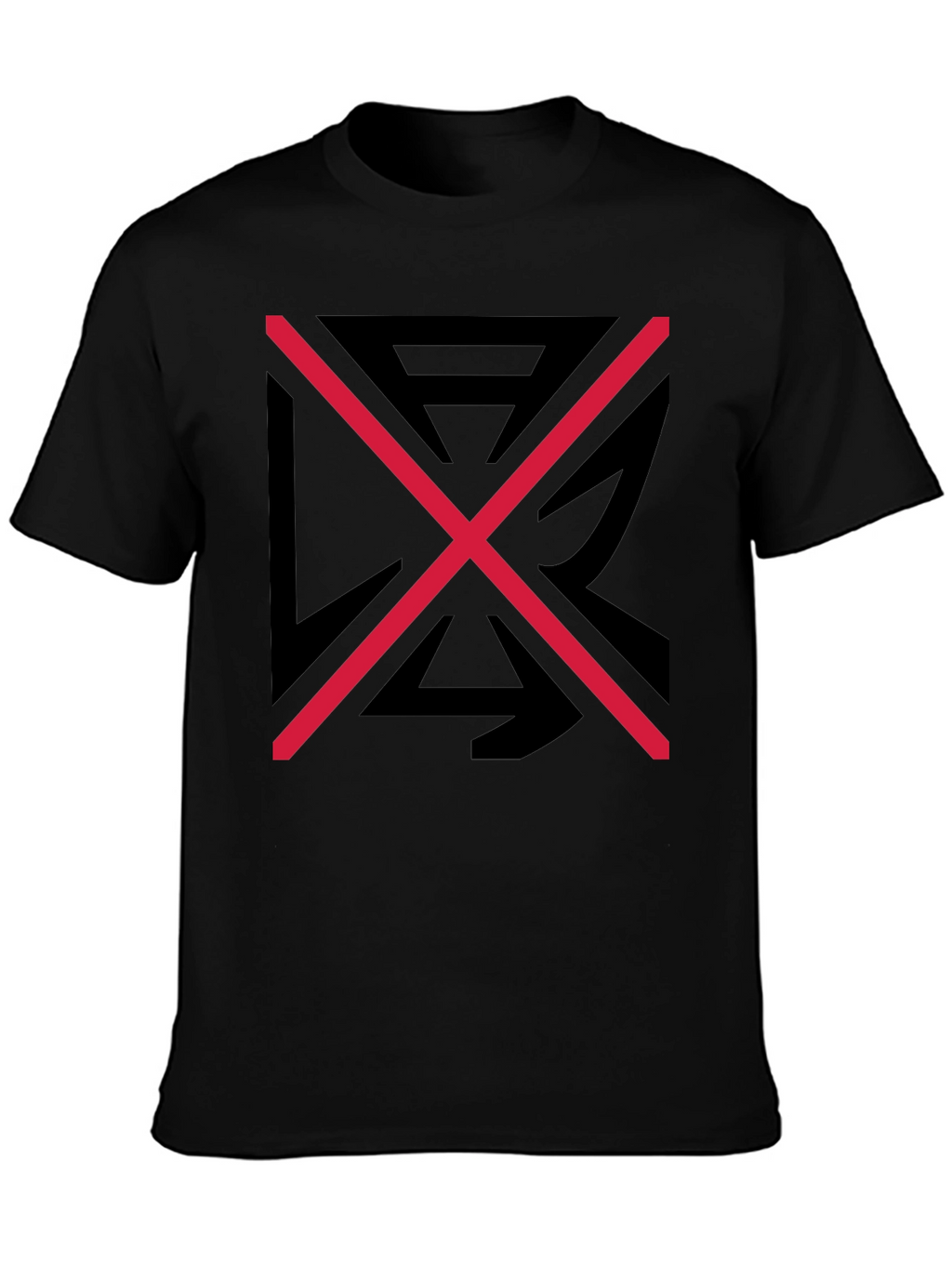 Graphic Tee: Black Shirt with Red X Design