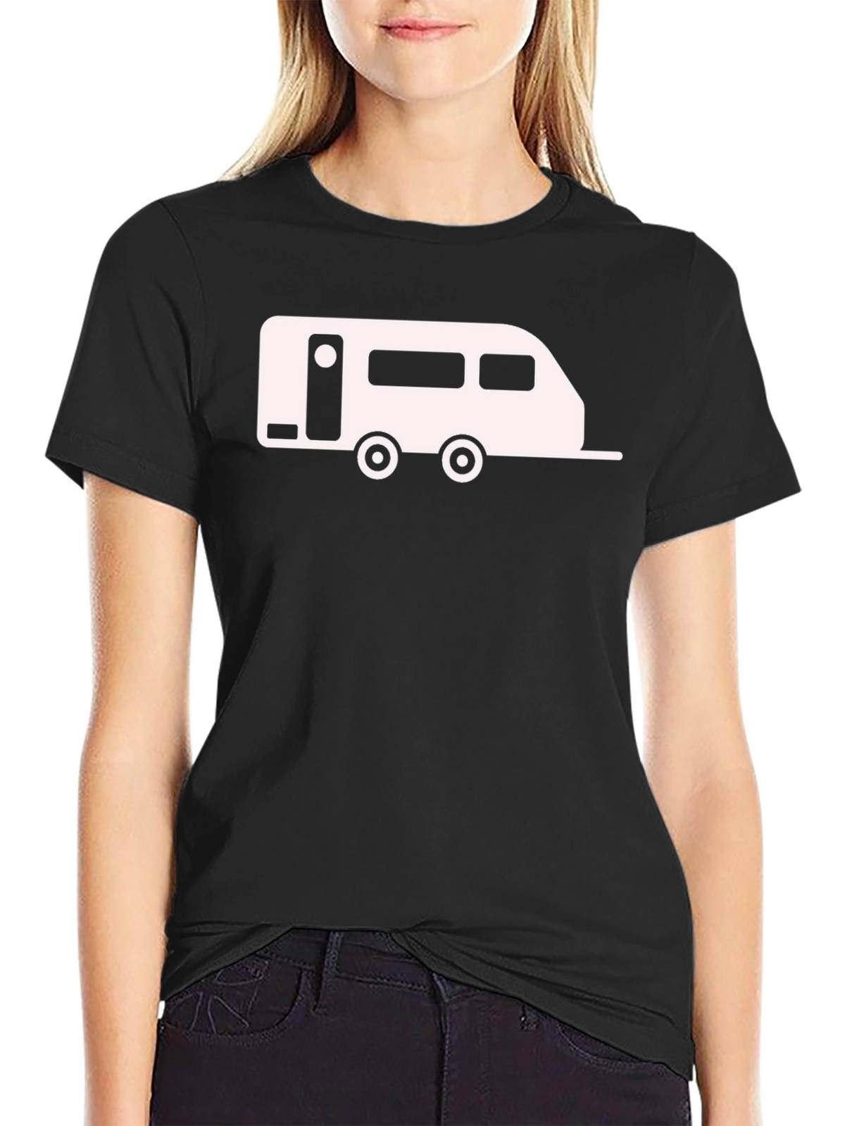 Camper Graphic Tee - Black Cotton Casual Shirt