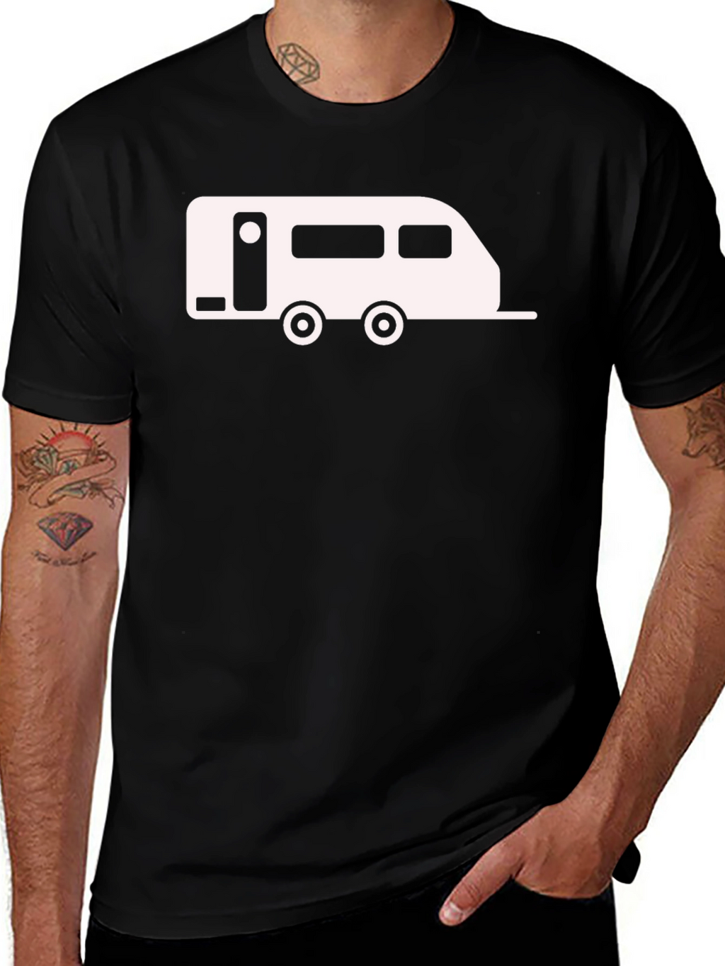 Camper Graphic Tee - Black Cotton Casual Shirt