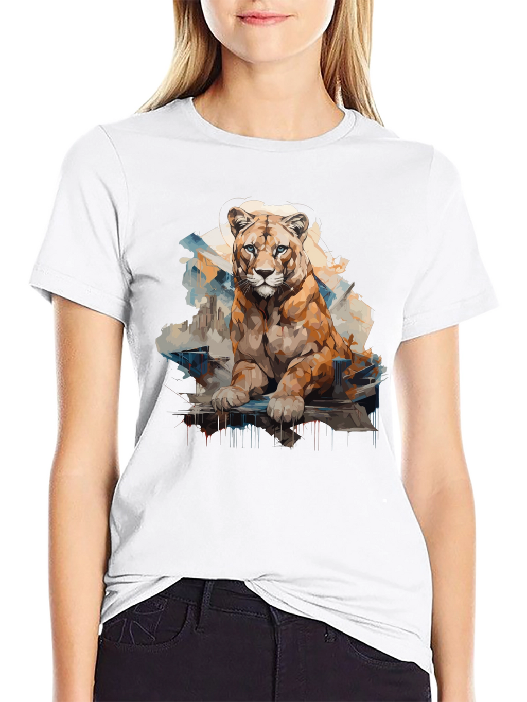 Lion Graphic Print Mens Black T-Shirt