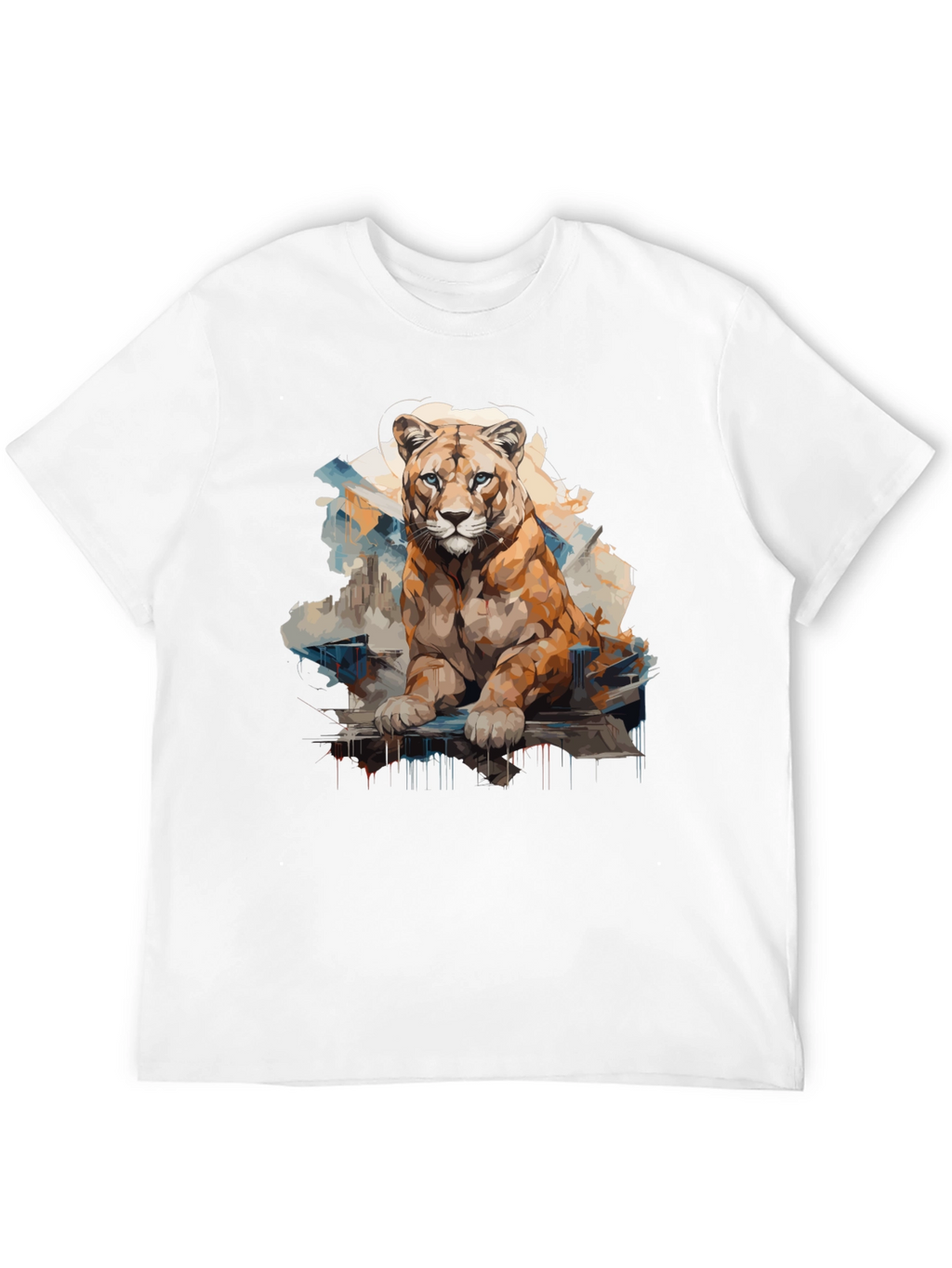 Lion Graphic Print Mens Black T-Shirt