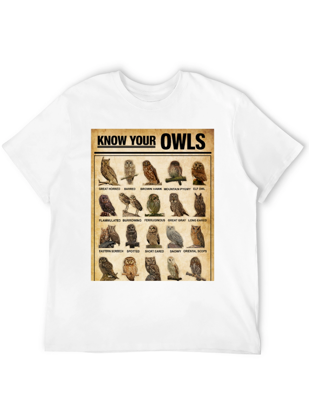 Know Your Owls T-Shirt: Bird Lovers Edition