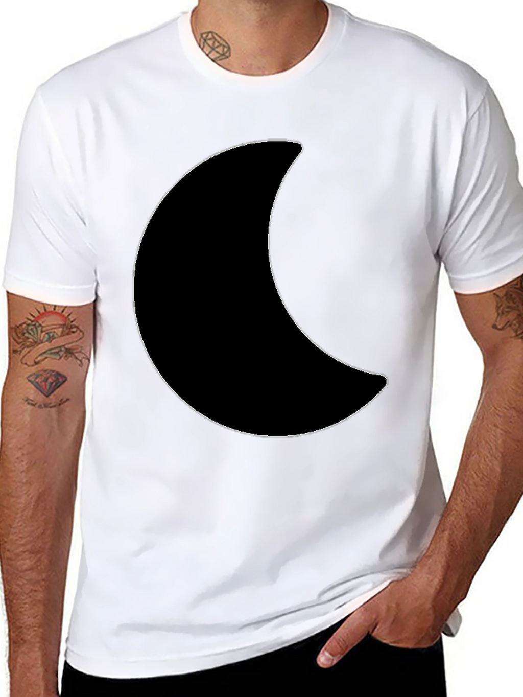 Crescent Moon Graphic Tee - Black Cotton T-Shirt