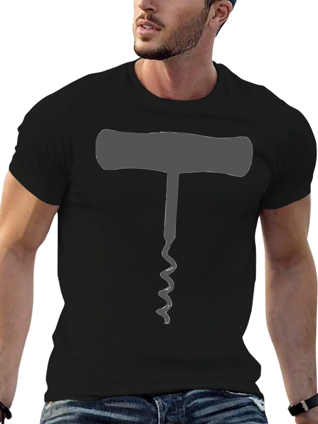 Wine Lovers Corkscrew T-Shirt - Black