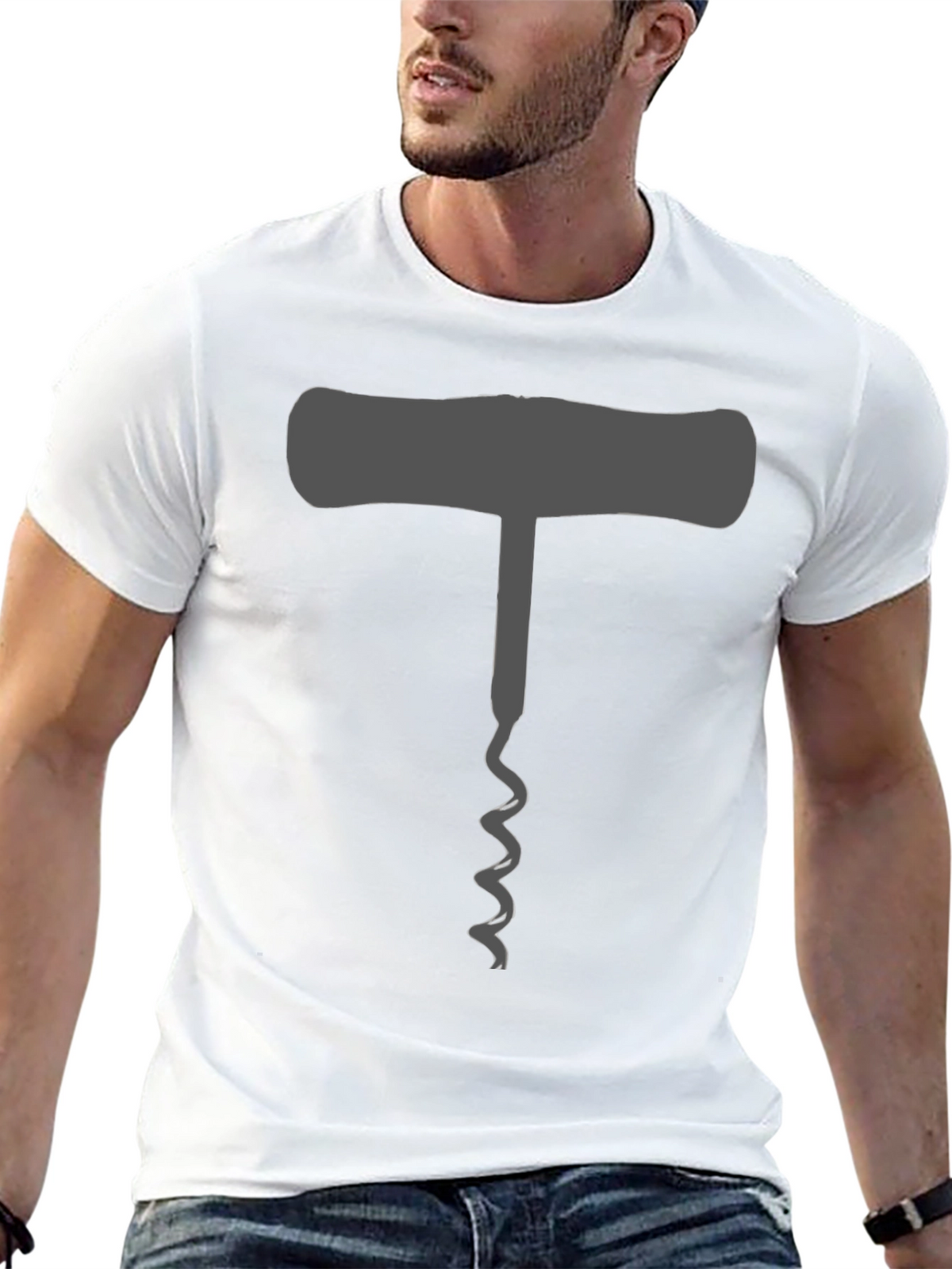 Wine Lovers Corkscrew T-Shirt - Black