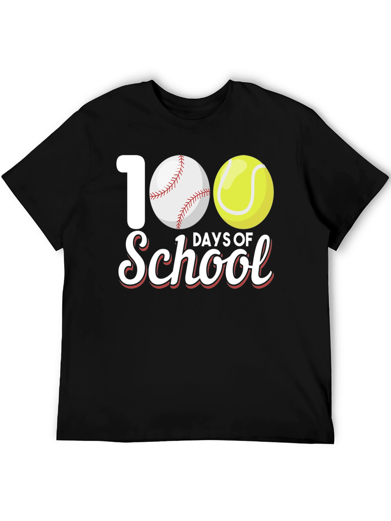100 Days of School Baseball and Tennis T-Shirt