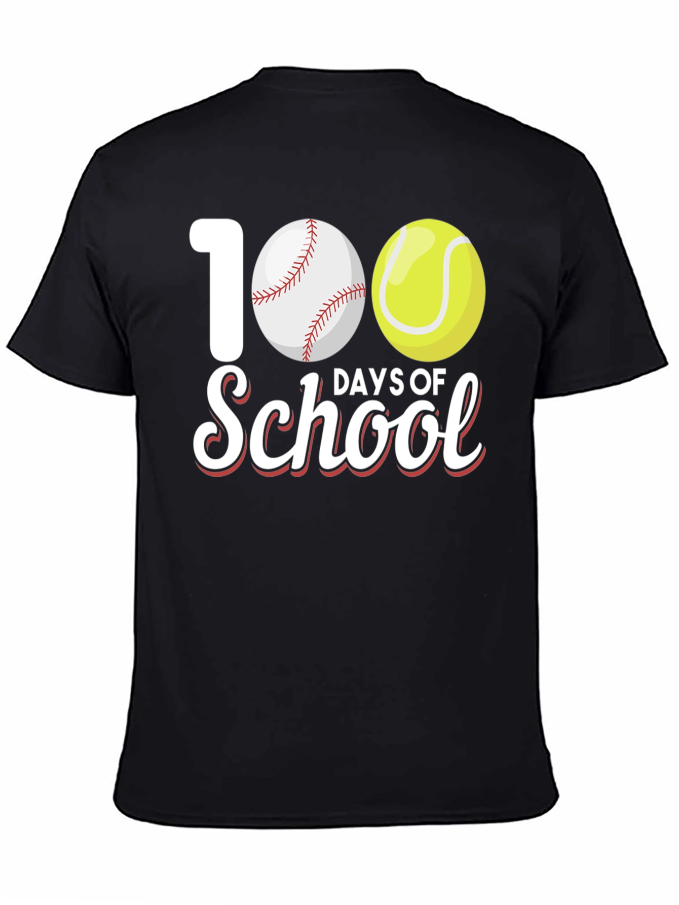 100 Days of School Baseball and Tennis T-Shirt
