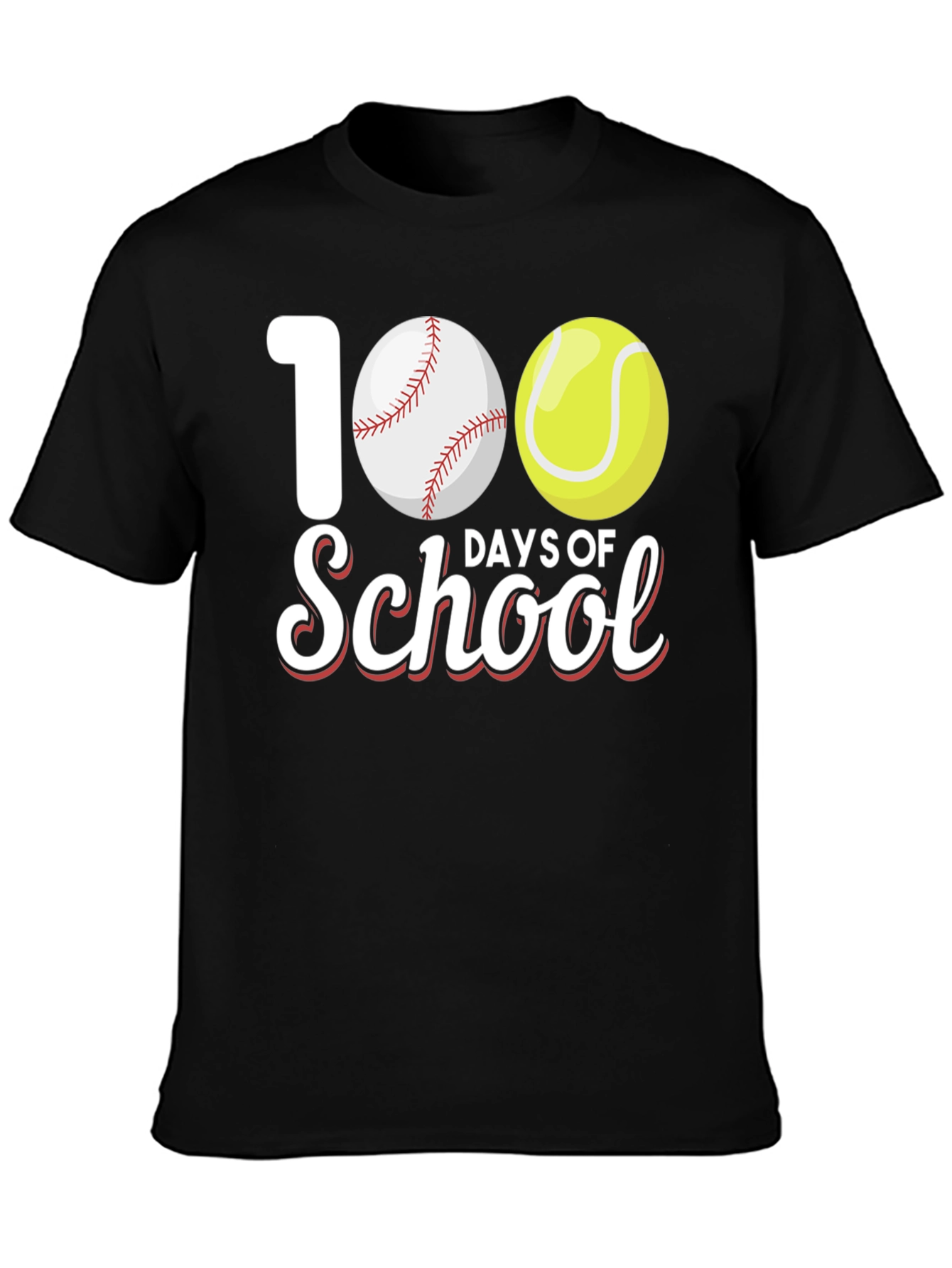 100 Days of School Baseball and Tennis T-Shirt