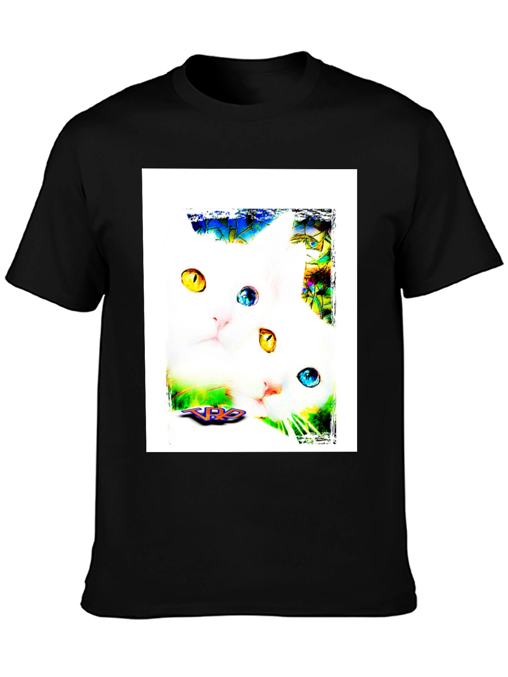 Two Cats on Black T-Shirt