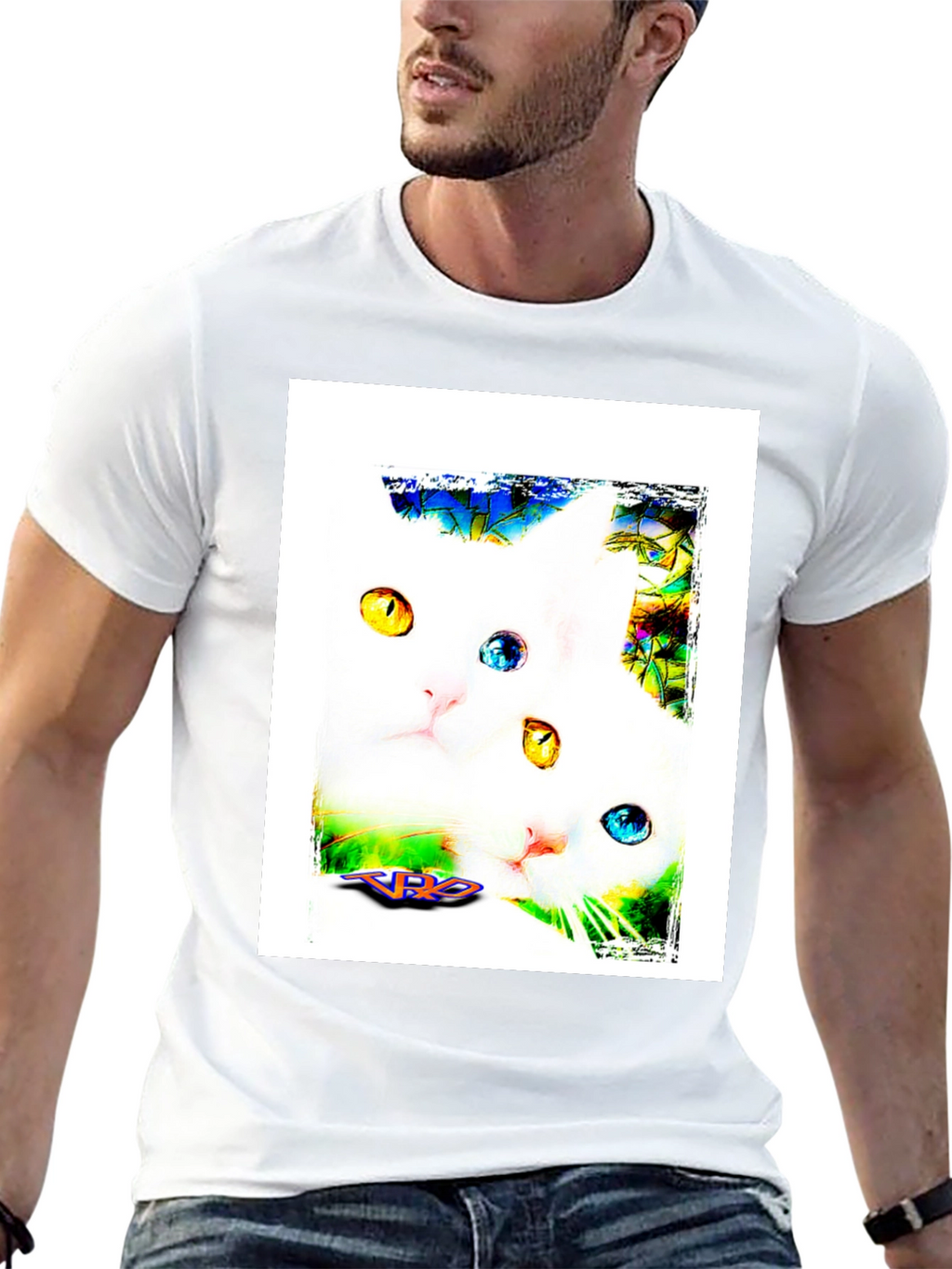 Two Cats on Black T-Shirt