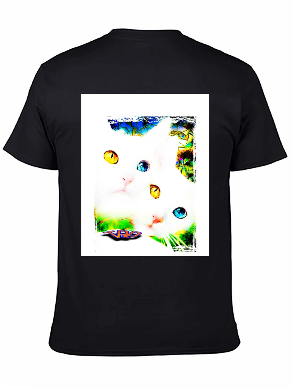 Two Cats on Black T-Shirt