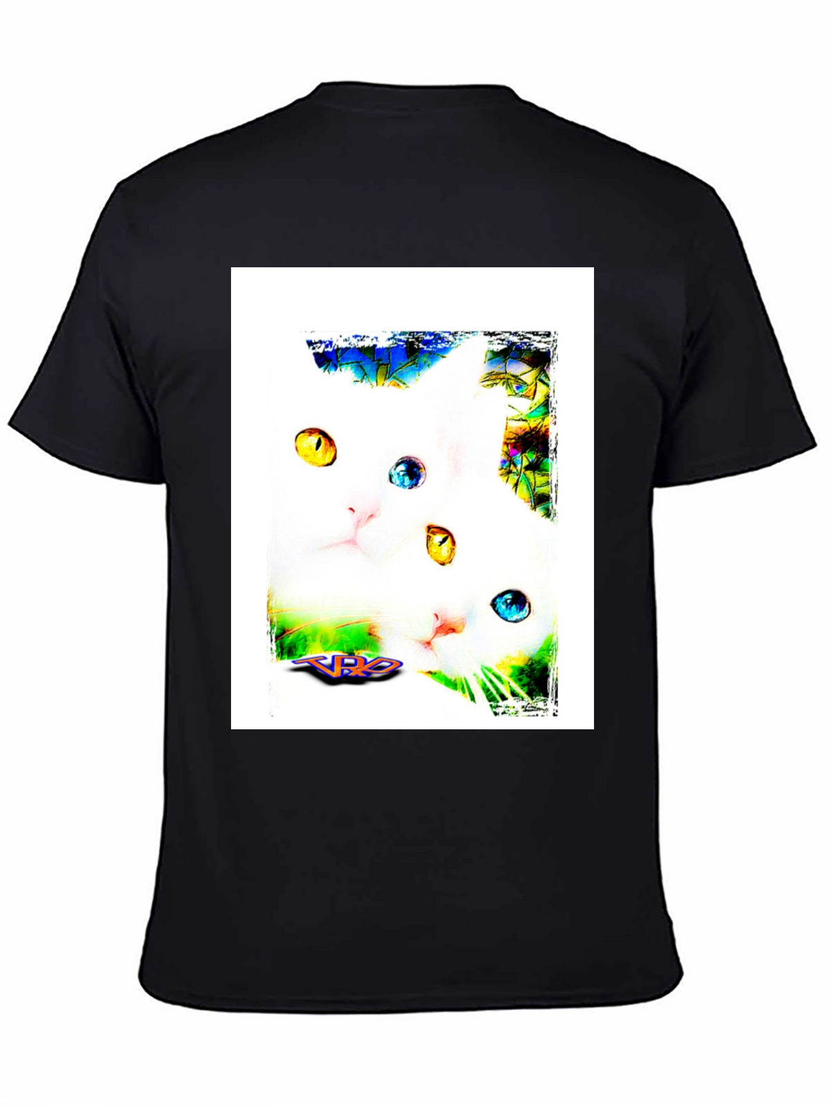 Two Cats on Black T-Shirt