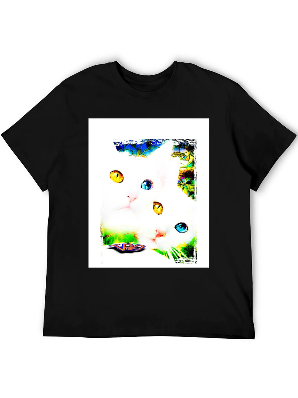 Two Cats on Black T-Shirt