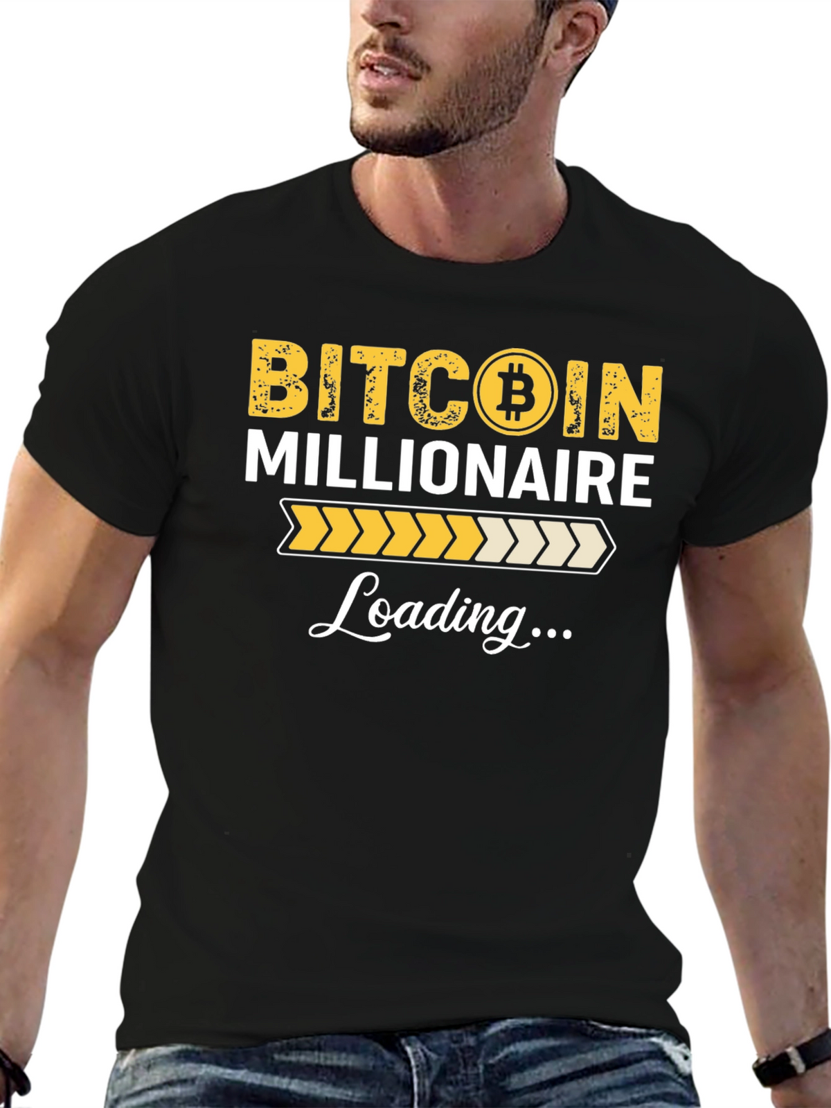 Bitcoin Millionaire Loading Black T-Shirt