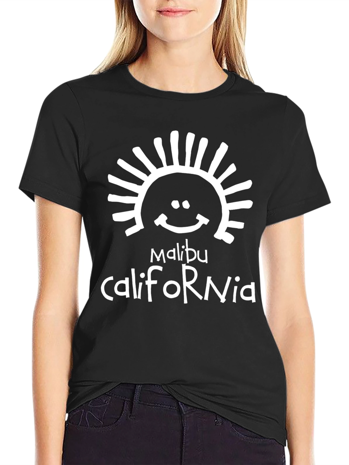 Malibu California Black Graphic T-Shirt