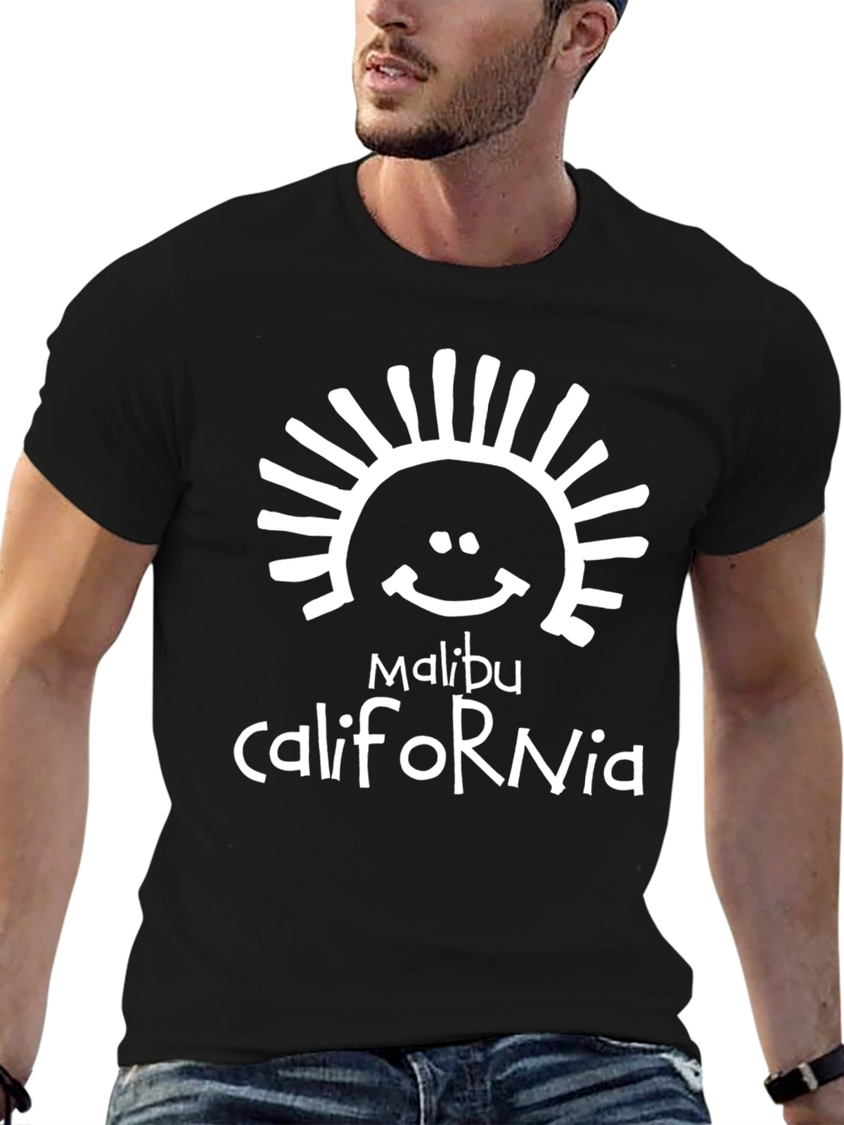 Malibu California Black Graphic T-Shirt
