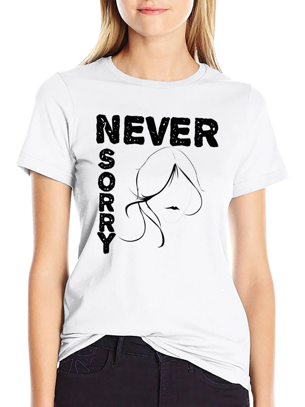 Never Sorry Graphic Tee - Black T-Shirt